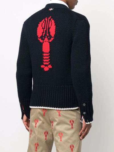 Shop Thom Browne Lobster-icon Cardigan In Blue