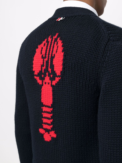 Shop Thom Browne Lobster-icon Cardigan In Blue