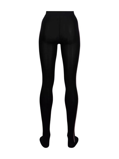 Thom Browne Intarsia Side-stripe Opaque Tights In Black