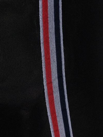 Thom Browne Intarsia Side-stripe Opaque Tights In Black
