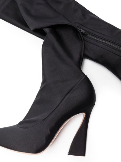 Shop Gianvito Rossi Curved Heel Over-the-knee Boots In Black