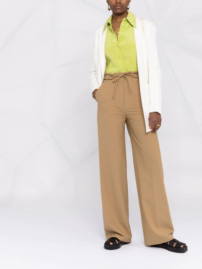 Shop Nanushka Tie-waist Wide-leg Trousers In Neutrals