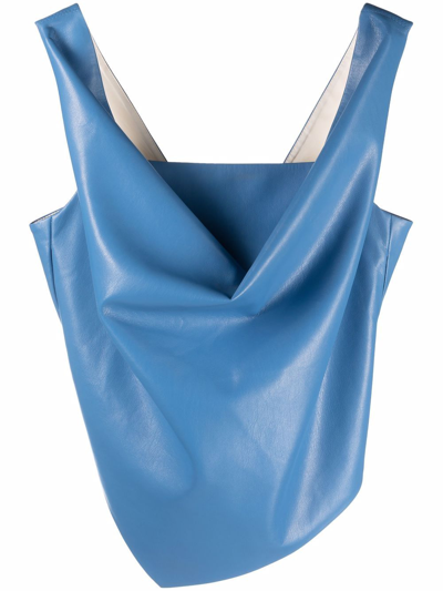 Shop Nanushka Sleeveless Draped Top In Blue