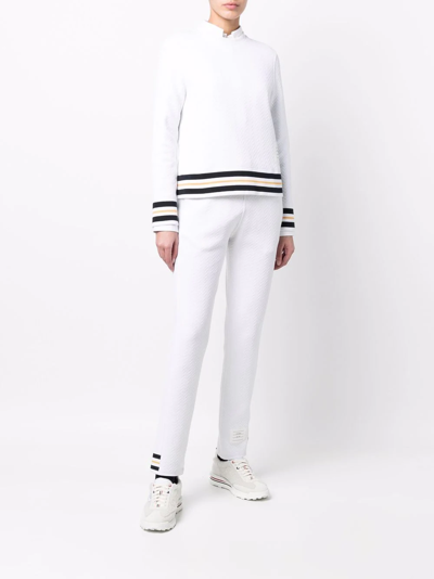 Shop Thom Browne Cricket Stripe Trim Sweatshirt In White