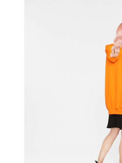 Shop Msgm Logo-print Oversized Hoodie In Orange