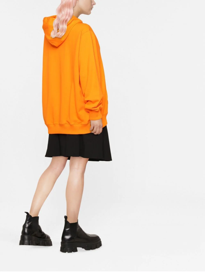 Shop Msgm Logo-print Oversized Hoodie In Orange