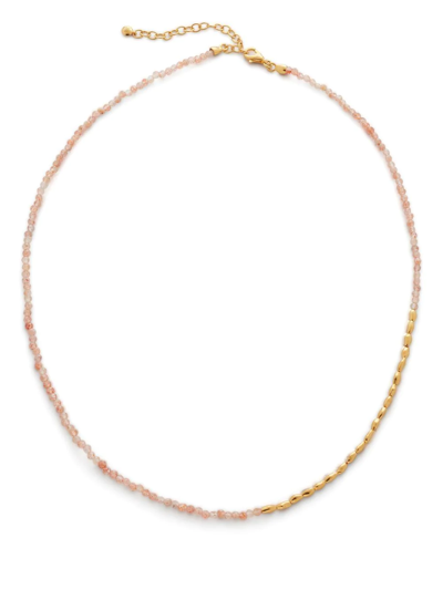 Shop Monica Vinader Mini Nugget Gemstone Beaded Necklace In Gold