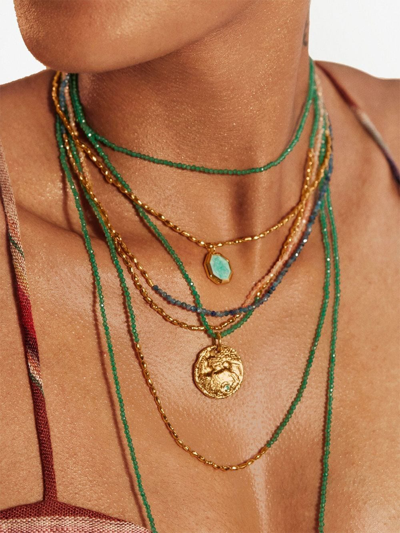 Monica Vinader Mini Nugget Gemstone Beaded Necklace In Gold