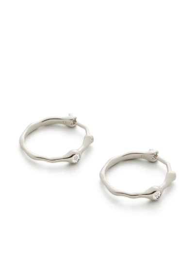 Monica Vinader Siren Diamond Small Recycled Sterling-silver And 0.0005ct Brilliant-cut Diamond Hoop Earrings In Silver