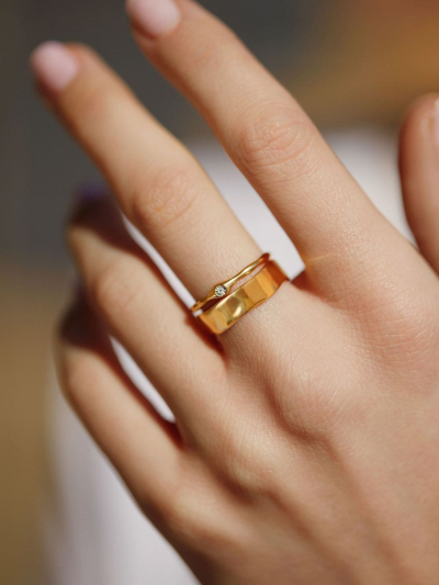 Monica Vinader 18ct Gold Plated Vermeil Silver Siren Muse Band Ring In Gold
