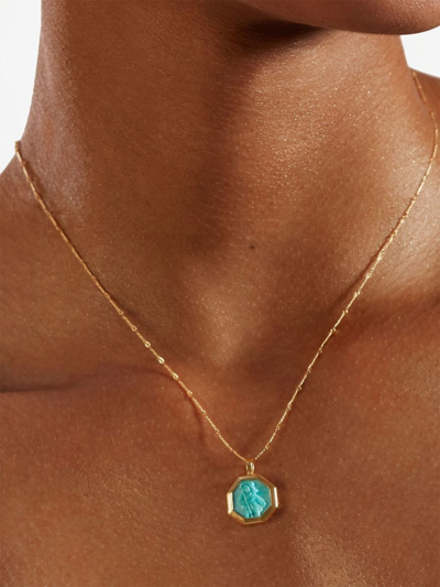 Monica Vinader Gold St Christopher Gemstone Pendant Turquoise In Gold