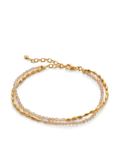 Shop Monica Vinader Mini Nugget Gemstone Beaded Bracelet In Gold