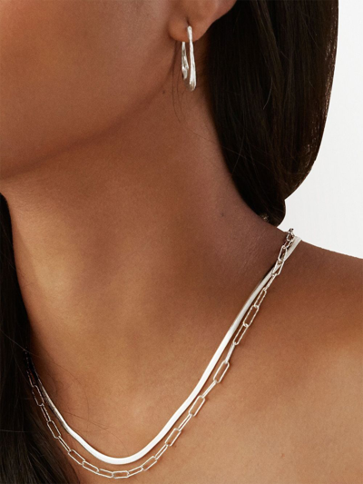 Shop Monica Vinader Snake Chain Necklace In Silver