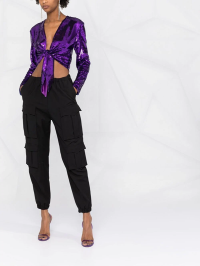 Shop Tom Ford Tie-fastening Sequinned Blouse In Purple