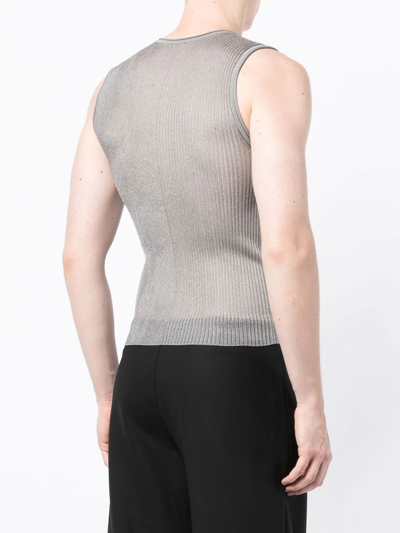 Shop Dion Lee Ribbed Sheer Vest In Grey