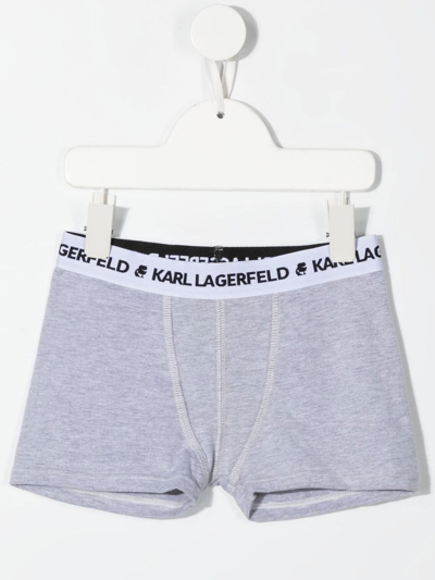 Shop Karl Lagerfeld Logo-waistband Boxers Set Of 2 In Grey
