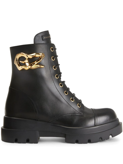 Shop Giuseppe Zanotti Tankie Leather Ankle Boots In Black