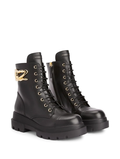 Shop Giuseppe Zanotti Tankie Leather Ankle Boots In Black