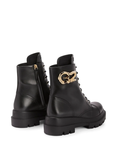 Shop Giuseppe Zanotti Tankie Leather Ankle Boots In Black