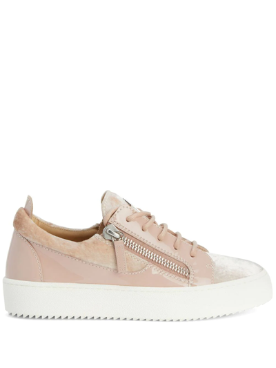 Shop Giuseppe Zanotti Gail Velvet Low-top Sneakers In Pink