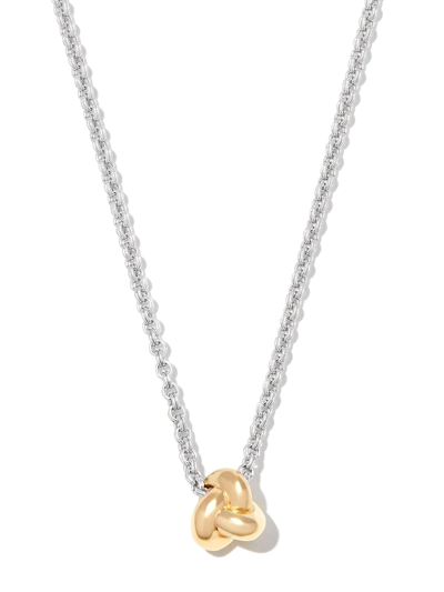 Shop Otiumberg Mixed Metal Knot Necklace In Gold