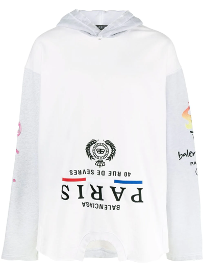 Balenciaga Oversize Embroidered Upside Down Graphic Hoodie In White |  ModeSens