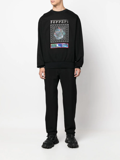 Shop Ferrari Graphic-print Cotton Sweatshirt In Black