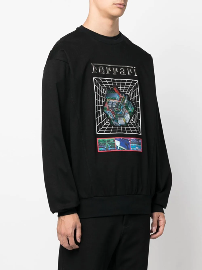 Shop Ferrari Graphic-print Cotton Sweatshirt In Black