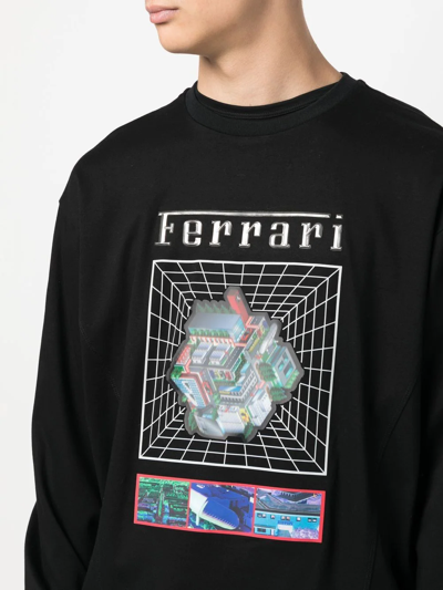 Shop Ferrari Graphic-print Cotton Sweatshirt In Black