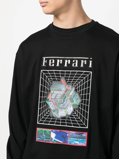 Ferrari Graphic-print Cotton Sweatshirt In Black