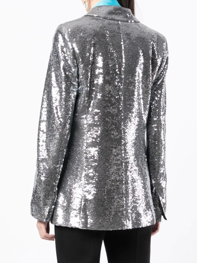 Pre-owned Chanel 2009 Notched Lapels Sequin Blazer In Silver