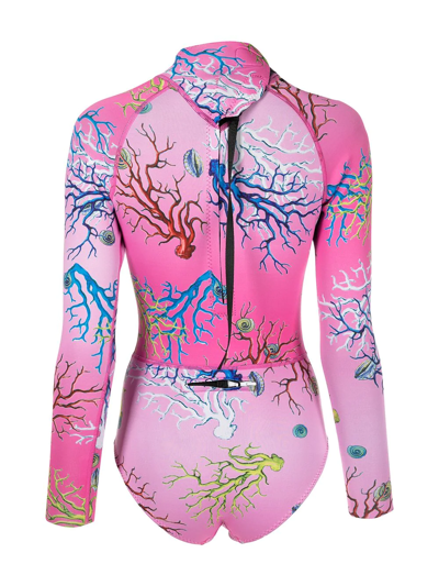 Shop Cynthia Rowley Coral-print Wetsuit In Multicolour