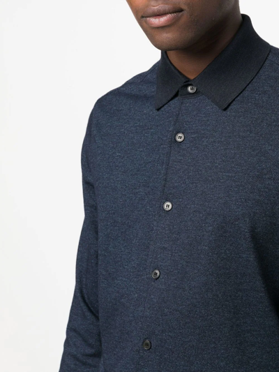 Shop Brioni Jersey Button-down Shirt In Blue