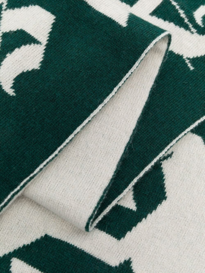 Shop Palm Angels Logo-intarsia Scarf In Green