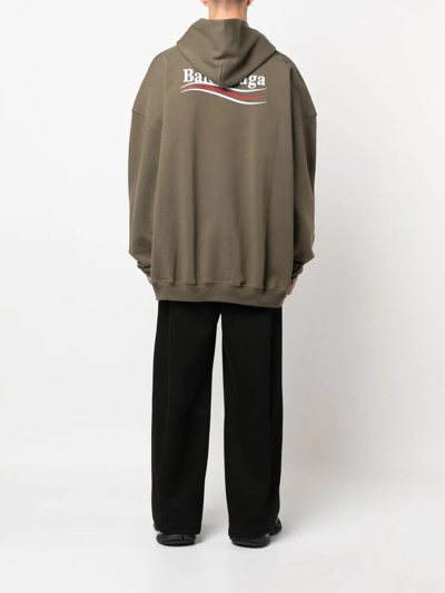 Shop Balenciaga Political Campaign Embroidered Hoodie In Green