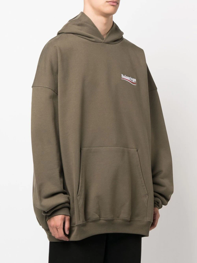 Shop Balenciaga Political Campaign Embroidered Hoodie In Green