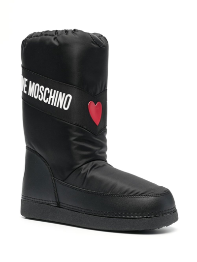 Love Moschino Logo-print Lace-up Boots In Black | ModeSens