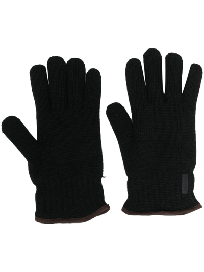 Shop Paul & Shark Wool Knit Gloves In Black