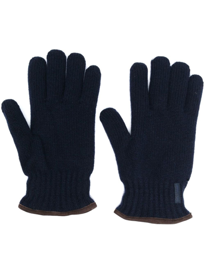 Shop Paul & Shark Sheepskin Wool Gloves In Blue