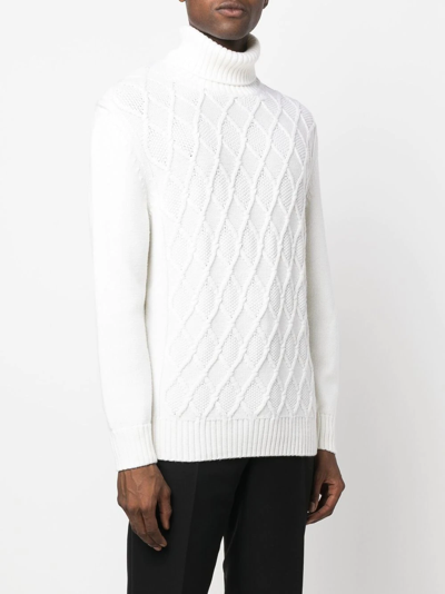 Paul & Shark Woollen Turtleneck Sweater In White