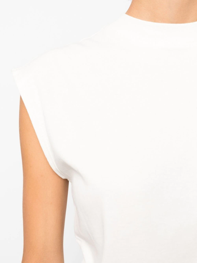 Shop Frame Cap-sleeve Cotton T-shirt In Neutrals