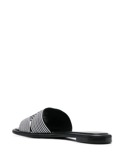 Shop Giorgio Armani Embroidered-logo Sandals In Black