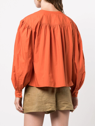 Shop Ulla Johnson Delaney Cotton-poplin Blouse In Orange