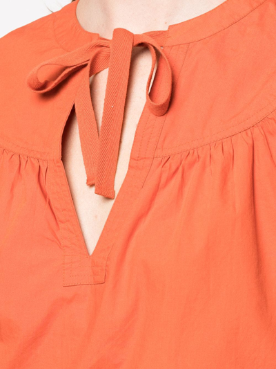 Shop Ulla Johnson Delaney Cotton-poplin Blouse In Orange