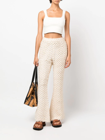 Shop Rokh Knit Flare Lounge Trousers In Neutrals
