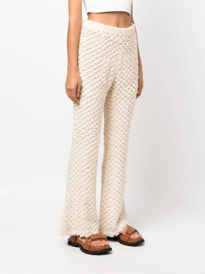 Shop Rokh Knit Flare Lounge Trousers In Neutrals