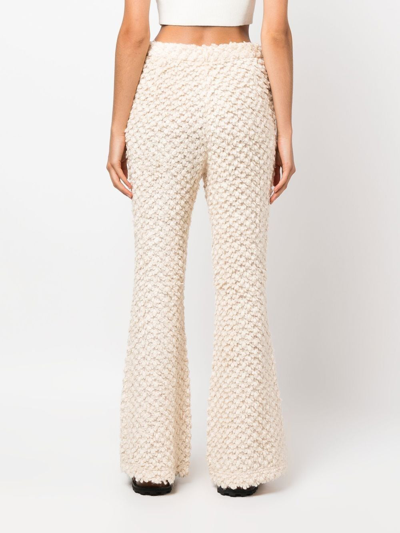 Shop Rokh Knit Flare Lounge Trousers In Neutrals