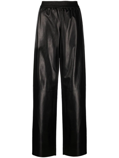 Shop Drome High-waisted Leather Trousers In Black