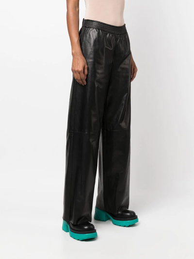 Shop Drome High-waisted Leather Trousers In Black