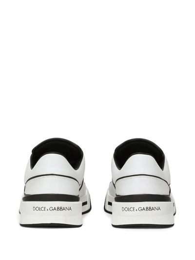 Shop Dolce & Gabbana New Roma Leather Sneakers In White